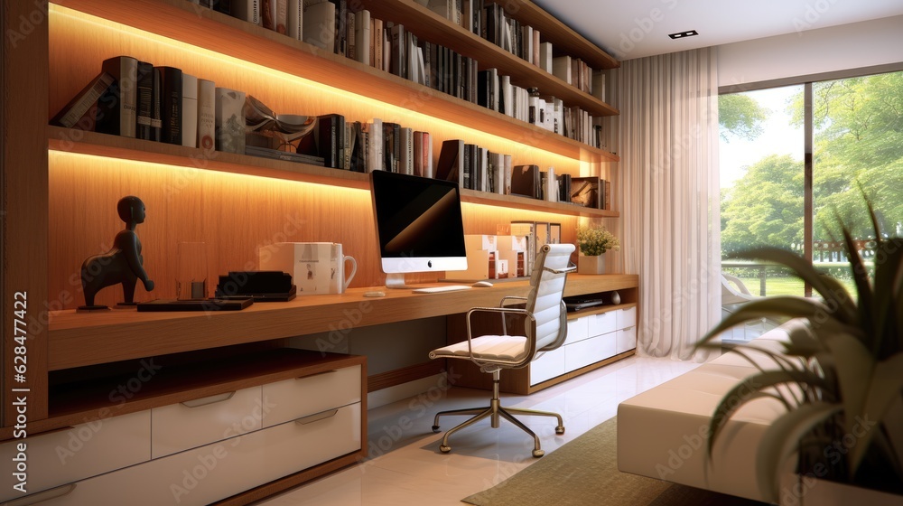 modern interior design home office details, generative ai
