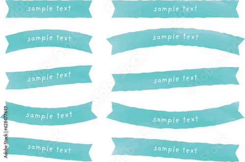 かわいい水彩の手書き風リボンセット　Hand drawn style cute watercolor vector ribbon set