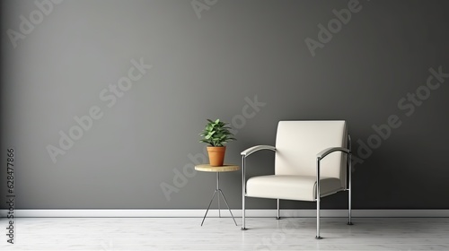 modern minimalist interior armchair on empty, generative ai