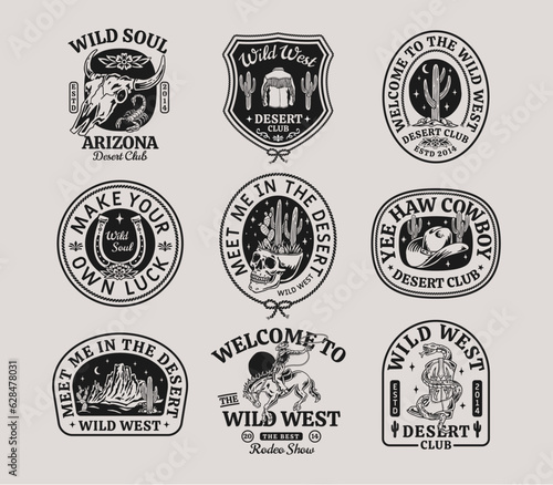 Tableau sur toile Set of vector Western theme logos