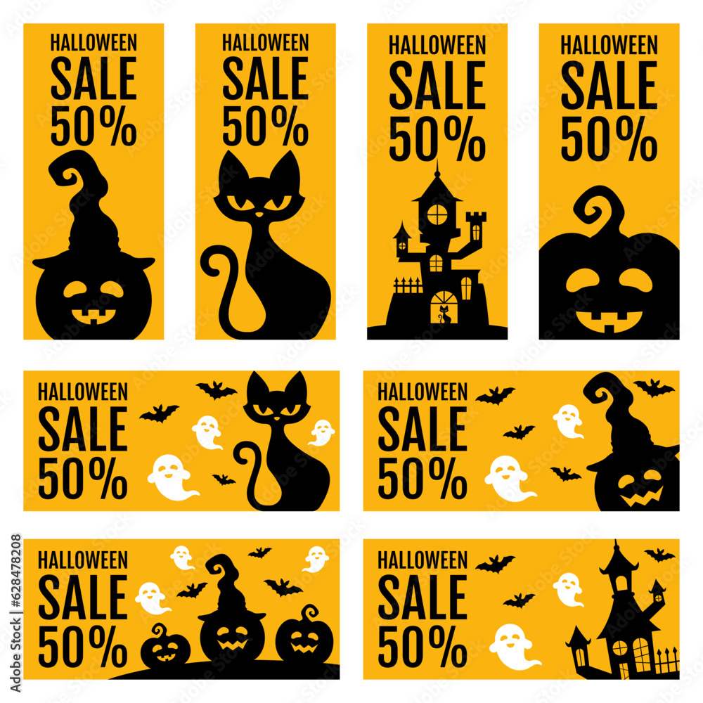 Set of Halloween banners design. Vector illustration Set of Halloween banners design. Vector illustration