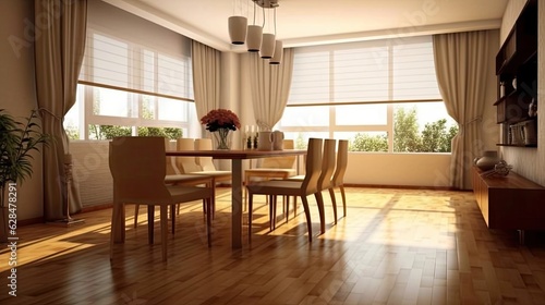 stylish dining room interior design wooden  generative ai