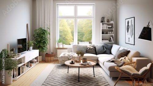 stylish scandinavian interior living room design, generative ai © Creative Station
