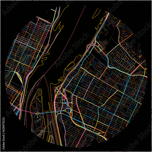 Colorful Map of Longueuil, Quebec with all major and minor roads.