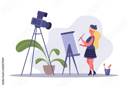 Video blogger and content creators, vlogger painting