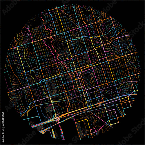 Colorful Map of Oshawa, Ontario with all major and minor roads.