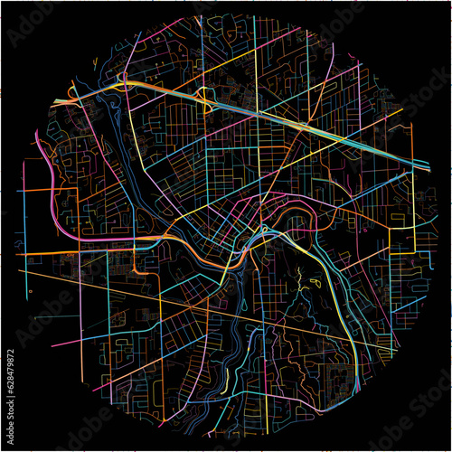 Colorful Map of St-Catharines, Ontario with all major and minor roads.