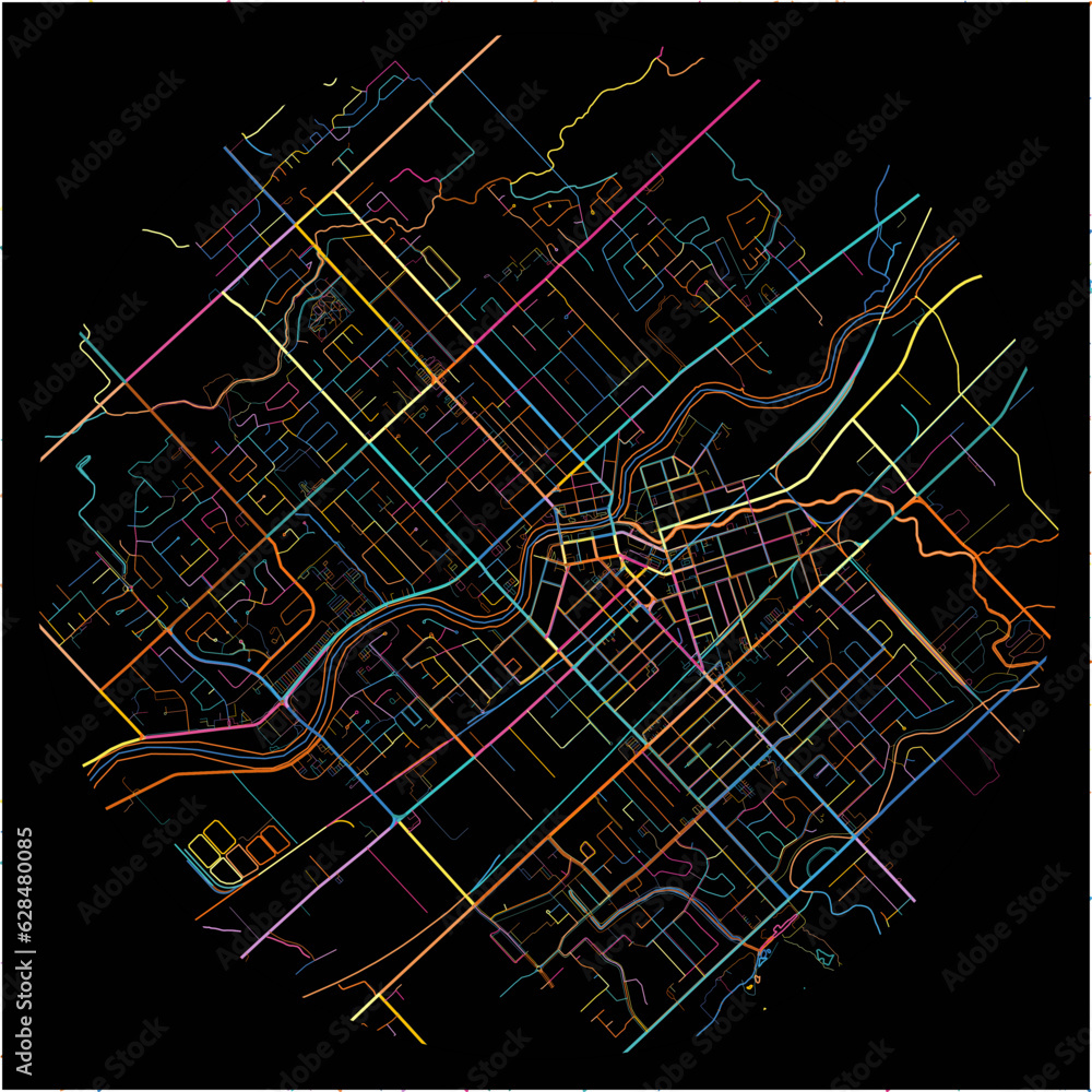 Vetor de Colorful Map of ChathamKent, Ontario with all major and minor