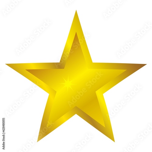 a glowing five-pointed golden star. isolated yellow icon.