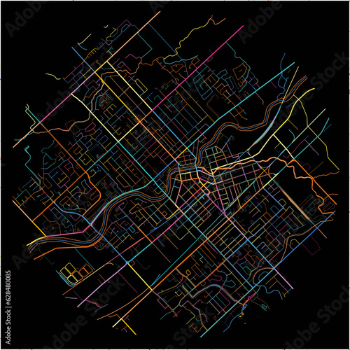 Colorful Map of Chatham-Kent, Ontario with all major and minor roads.