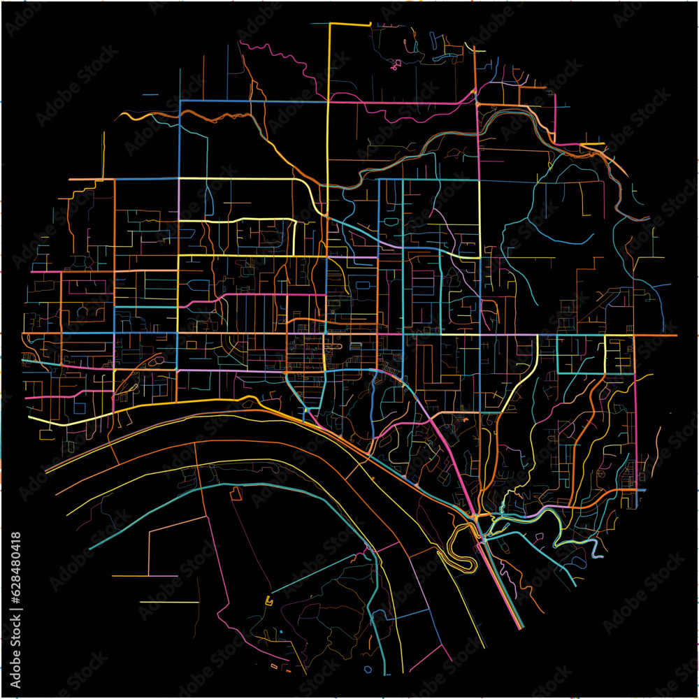 Colorful Map of MapleRidge, British Columbia with all major and minor roads.
