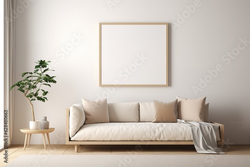 mock up poster frame in modern interior background, living room, Contemporary style, 3D render, 3D illustration | Gallery wall mock-up in cosy living room interior, Generative AI © Azar