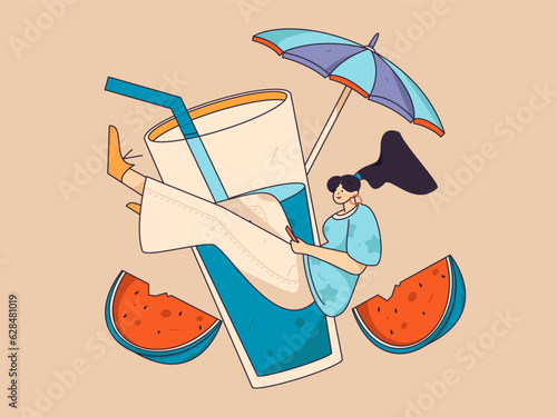 24 solar terms and great heat character flat vector concept operation hand drawn illustration
