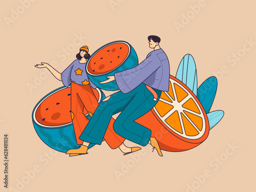 24 solar terms and great heat character flat vector concept operation hand drawn illustration
