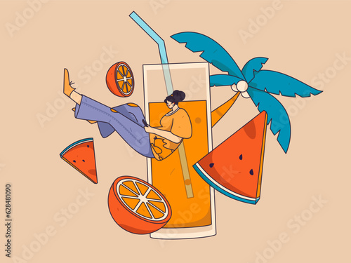 24 solar terms and great heat character flat vector concept operation hand drawn illustration
