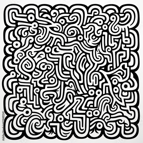 Abstract organic pattern of square free form in the form of a maze.