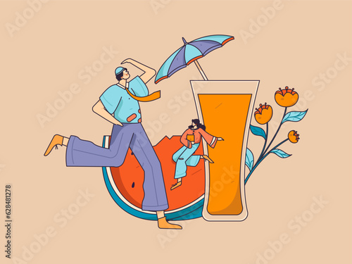 24 solar terms and great heat character flat vector concept operation hand drawn illustration
