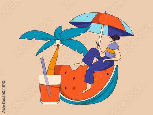 24 solar terms and great heat character flat vector concept operation hand drawn illustration
