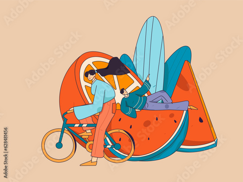 24 solar terms and great heat character flat vector concept operation hand drawn illustration
