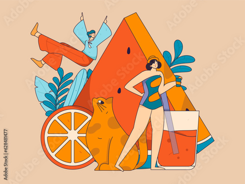 24 solar terms and great heat character flat vector concept operation hand drawn illustration
