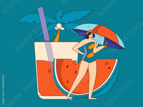 24 solar terms and great heat character flat vector concept operation hand drawn illustration
