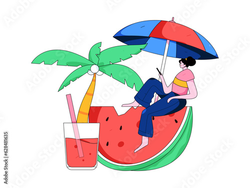 24 solar terms and great heat character flat vector concept operation hand drawn illustration
