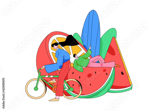 24 solar terms and great heat character flat vector concept operation hand drawn illustration
