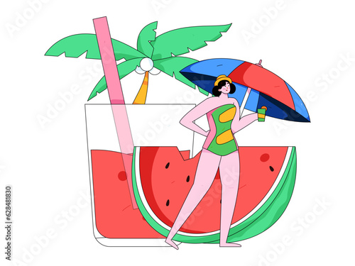 24 solar terms and great heat character flat vector concept operation hand drawn illustration
