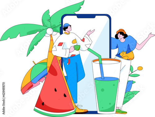 24 solar terms and great heat character flat vector concept operation hand drawn illustration
