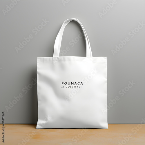 White Tote bag mockup design created with Generative AI technology photo