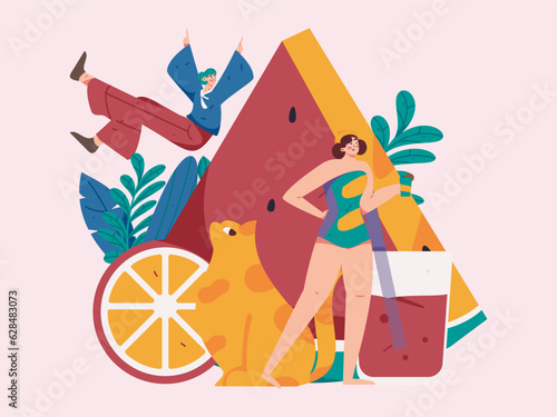 24 solar terms and great heat character flat vector concept operation hand drawn illustration
