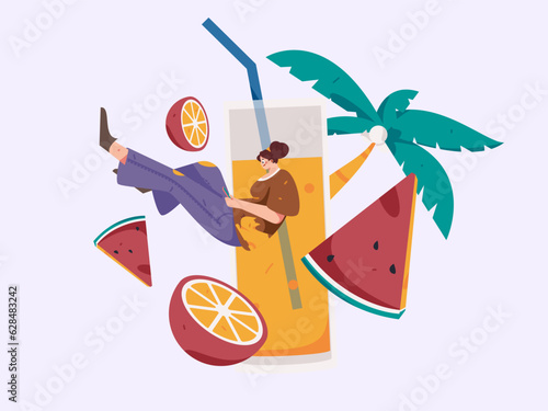 24 solar terms and great heat character flat vector concept operation hand drawn illustration
