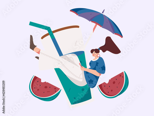 24 solar terms and great heat character flat vector concept operation hand drawn illustration
