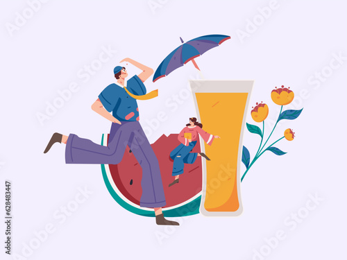 24 solar terms and great heat character flat vector concept operation hand drawn illustration
