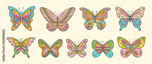 Canvastavla Groovy butterflies vector set