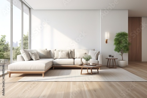Stylish interior of modern living room with light wall Generative AI