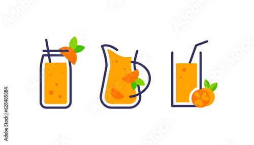 Fresh fruit smoothies logo,flat design icon vector illustration