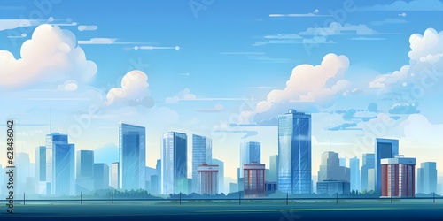 Modern city flat vector landscape created with Generative AI technology