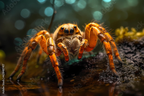 Macrophotography of a colorful spider