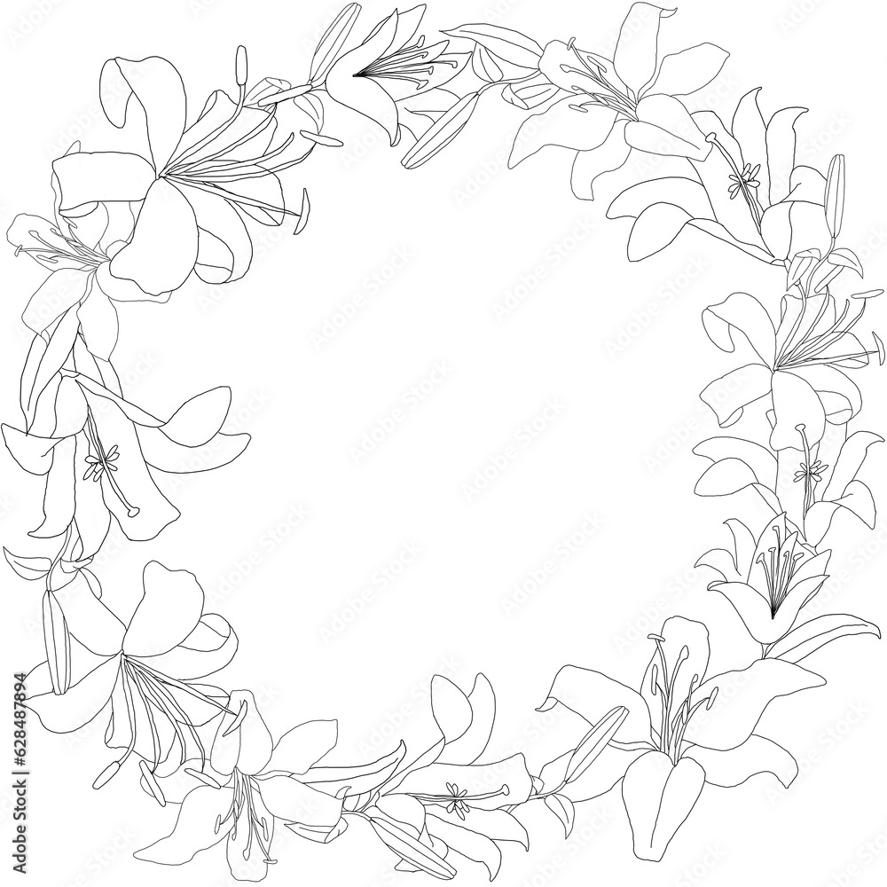 Fototapeta premium Flower frame in Black and White