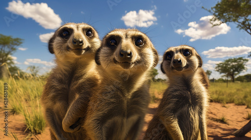A Beautiful meerkat facing the camera in the African grasslands © Phoophinyo