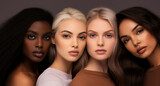 Diverse group of women together. Skin care concept image. Generative AI.