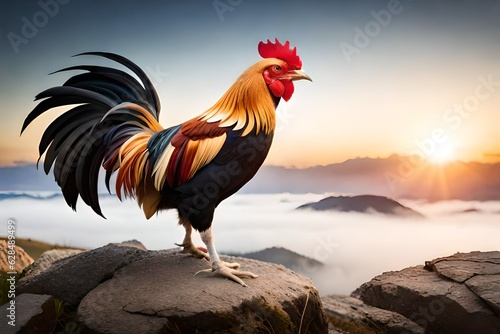 Fotografiet rooster in the farm