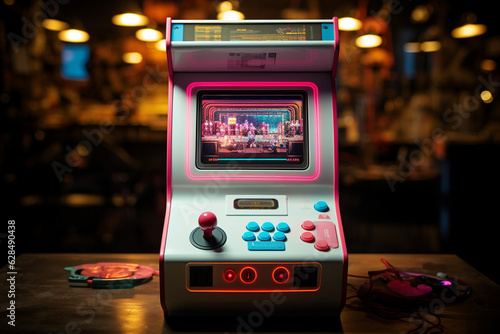 A vintage gaming machine with a built-in CRT screen, adding an authentic retro touch to gameplay Generative AI