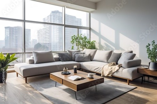 3d render of luxury home interior  living room Generative AI