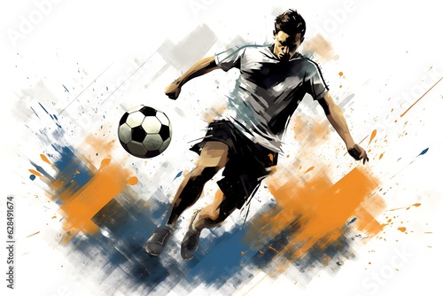 Man kicking ball, soccer, man playing soccer, soccer player with ball, man kicking football, generative ai
