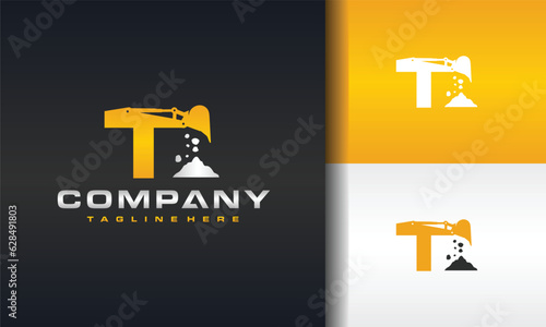 letter T excavator rock logo