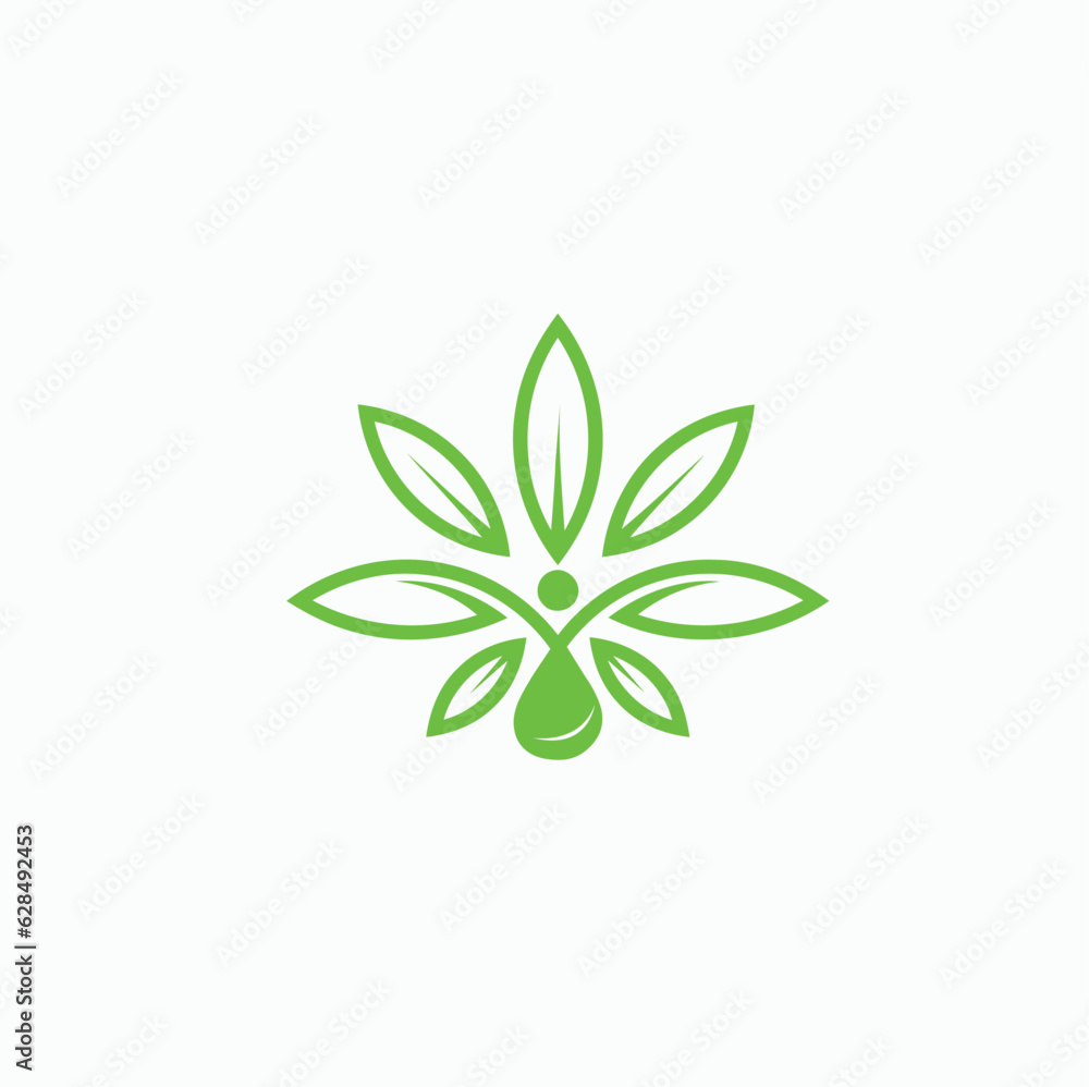 green plant isolated and cannabis logo