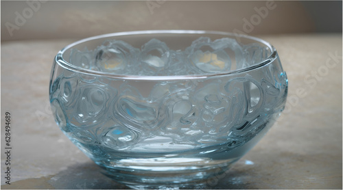 Glass bowl with a mesmerizing water pattern, evoking the tranquil beauty of liquid artistry and captivating reflections.