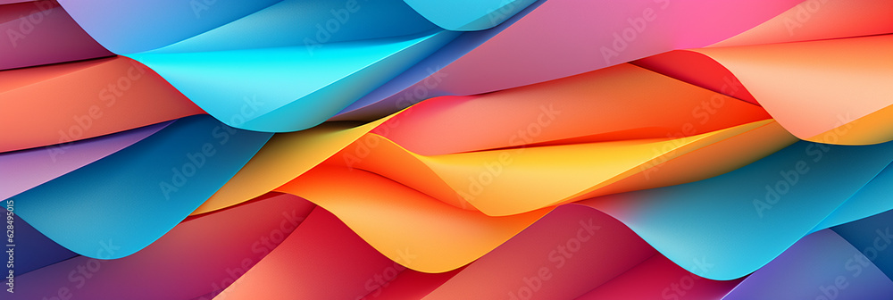 3d geometric shapes banner with vibrant colors